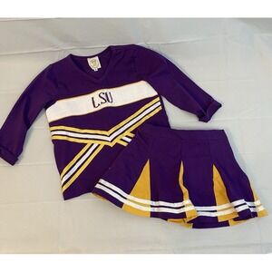 Little Bear Smocks LSU Cheer Outfit Smocked‎ Shirt and Skort 4T (174)